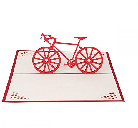 3D Kartenwelt GRUSSKARTE Rot 15 x 10 cm Fahrrad-Grußkarte, Einladung zu einer Fahrradtour, Gutschein für ein neues Fahrrad