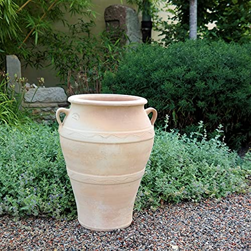 Amphore terracotta fait main avec anse et au gel, argile Vase Idéal pour le jardin ou en décoration, Olea 50–110 cm 50 cm