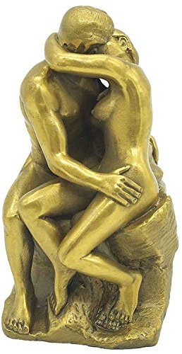 YUNHAO Bronzeskulptur, Statue, 100 % echter Rodin-Kuss-Liebhaber, küssende Figur, Geschenk, Heimdekoration