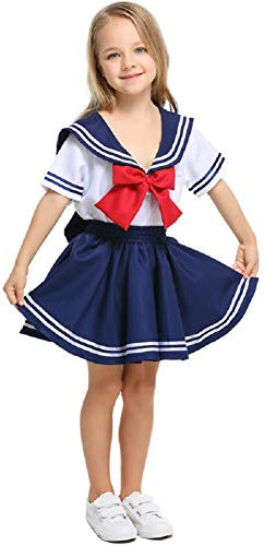 LOLANTA Kinder Matrosenanzug,Japanische Schulmädchenuniform,Halloween Karneval Anime Cosplay Kostüm