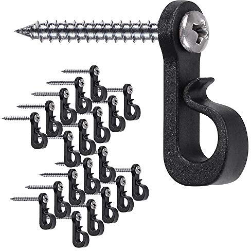SELEWARE Lot de 20 crochets en forme de Q avec vis Phillips pour garage, fête du Nouvel An en plein air et lumières LED à dégagement facile, capacité de 18 kg, vis large