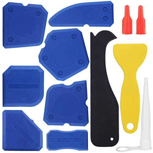 Caulking Tool Silicone Remover Tool 12 Pieces Silicone Sealant Finishing Grout Tools Kit for Bathroom Kitchen Sealant And Caulk Removal (Blue)