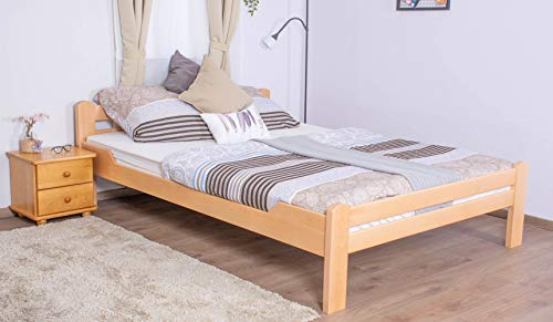 Doppelbett Easy Premium Line K4 in Überlänge, 160 x 220 cm Buche Vollholz massiv Natur