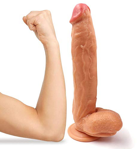 30cm*4.8cm Dildo mit Starkem Saugnapf,Nachbildung von echter Eichel und Prallen Hoden, Penis mit Adern,Real Anal Plug Große Penis Nachbildung Perfekter Analdildo