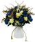NAWEIDA Artificial Flowers with Vase Faux Flower Arrangements for Table Decor Table Centerpieces for Dining Room-Navy Blue