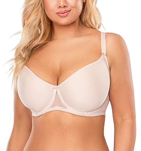 VIVISENCE Damen Buegel BH Gepolstert Nahtlos Mit Komfortabler Passform Glatten Schalen Und Starkem Halt, Beige,85D