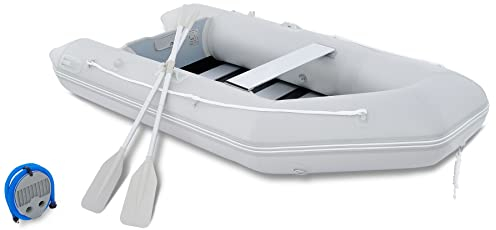 DARTMOOR schlauchboot mit aluboden für Erwachsene Kapazität 450kg Aufblasbares Boot zum Angeln 300X150X42CM Sportboot mit Rudern für 4 Personen (300x150x42 cm)