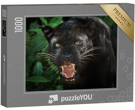 puzzleYOU: Puzzle 1000 Teile „schwarzer Panther“ – aus der Puzzle-Kollektion Panther, Raubtiere, Tiere in Dschungel & Regenwald