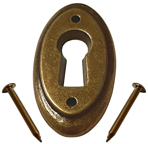 cyclingcolors Möbel Schlüsselblätter Beschlag Schlüssel-Schilder Schloss-Rosetten Möbelschild Schloss-Beschläge 20 x 37 mm Messing antik alt