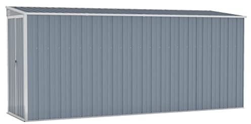 vidaXL Abri de Jardin Mural Abri de Rangement d'Outils Rangement d'Equipement de Jardin Extérieur Gris 118x382x178 cm Acier Galvanisé