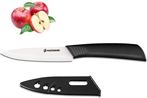 Magiware Paring Knife, Classic 4 inch Ceramic Paring Knife with Sheath Cover for Fruit and Vegetable,Longer Sharp Rust Proof Stain Resistant