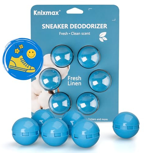 Knixmax Outdoor Desodorierungsbälle für Turnschuhe Sporttaschen Sneaker Schuh Deo Geeignet für Fitnesstasche Kleiderschrank Küche Badezimmer 6 Bälle/Frischer Flachs/Blau
