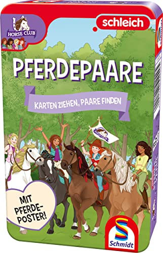 Schmidt Spiele 51449, Pferde Paare, Reisespiel, Bring Mich mit Spiel in der Metalldose, bunt