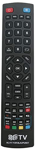 AULCMEET Mando a Distancia Reemplazo para Blaupunkt 3D Full HD Smart LED 3D Freeview TV'S 32/131G-GB-1B-3TCU 32-56G-GB-3B-F3TCU-UK 42/333I-GB-5B- F3HBKUP 333I-GB-5B- 215/207I-GB-3B-FHKDUP