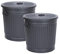 Jinfa 2 juegos de cubos de basura de diseño retro con tapa | Negro | Ø 36 cm, altura 36,5 cm, 35 litros