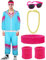 90er 80er Jahre Outfit Herren Kostüm 80er Jahre Trainingsanzug Jacke Hose Anzug 80er Accessoire 80er Jahre Kleidung Frauen Männer Erwachsene Partner Karneval Kostüm Bad Taste Party 80iger (M)