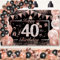 40 Anni Palloncini Compleanno Festa Decorazioni Oro Rosa Nero, DJLLA 40 Anni di Striscione Buon Compleanno Decorazione di Festa per Donna, Poster di Tessuto Sfondo Fotografico Feste Addobbi