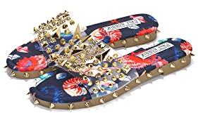 Cape Robbin Tonie Sandalen für Damen, Nieten, Pantoletten zum Reinschlüpfen, Druck, 37 EU
