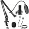 TONOR RGB Microfono a condensatore per PC, Microfono USB per streaming e gaming, Cardioide Mic per Podcast,Youtube,Registrazione, Musica, Set di Microfoni con Supporto a Braccio (Q9 Nuova)