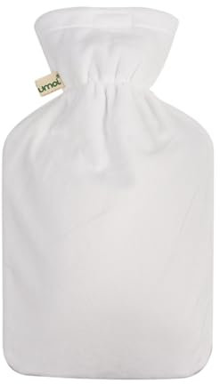 Premium Wärmflasche 2 Liter mit hochwertigem Supersoft Korean Fleece Bezug mit Reißverschluss und extra Fütterung - (weiß)