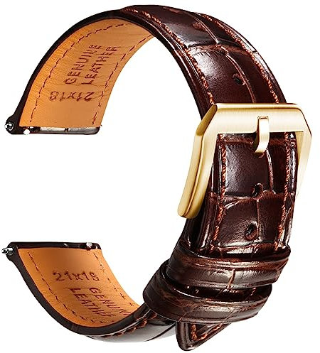 REZERO Luxuriöses Uhrenarmband aus italienischem Rindsleder, 20 mm, Alligator-Narbung, Kalbsleder, Ersatzband für Damen und Herren