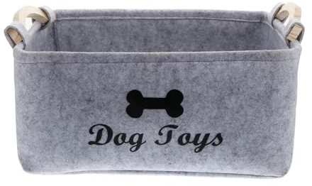 Dogman Collapsible Storage Basket Bins for Dog Food & Toys - Wooden Cosmetic Organizer