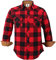 COEVALS CLUB Mens Flannel Shirt Long Sleeve Checked Snap Cotton with Pocket Regular Fit Plaid Lumberjack Casual Work Shirt (Red Black #1 L)