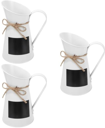 DOITOOL 3pcs Chalkboard Label Vase Milk Can Vase Watering Can Tin Flower Vase Milk Can Jug Rustic Jug Vase Country Flower Holder Jug Planter Tin Metal Pig Cage