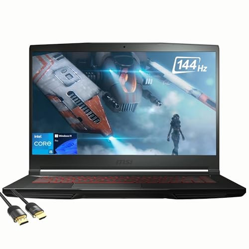 MSI GF63 Thin Gaming Laptop, 15.6 FHD IPS 144Hz Display, 11th Gen Intel 6-Core i5-11400H, GeForce RTX 3050, 64GB RAM, 1TB PCIe SSD, Thunderbolt 4, WiFi6, Backlit Keyboard, PDG HDMI Cable, Win 11 Pro