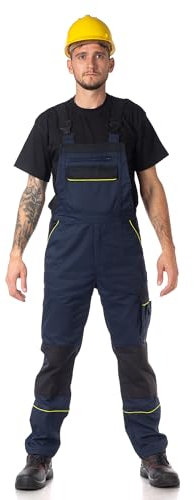 Fortum Salopette De Travail Homme Avec Ceinture Élastique, Renforts CORDURA, 2 Poches Avant Et Poitrine, Poche Cargo, Renfort Genoux, Bretelles Élastiques, Salopette Homme Bleu foncé 62