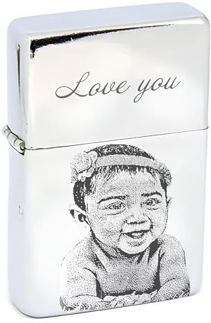 Foto graviertes Feuerzeug | Valentinstagsgeschenk | Zorr Personalisierte Glänzend | Kostenlose Gravur auf Benzinfeuerzeug