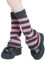 AWOCAN Gestrickte Beinwärmer Damen Punk Kniestrümpfe Thermische Beinwärmer Stiefel Stulpenwärmer für Frauen (grau+rosa)