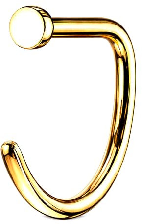 Stachelkleid Nasen Piercing Titan Ring Ohne Gewindelos Schraube Screw Stab gebogen hypoallergen leicht einteilig Gold, 0,8 mm, 8 mm