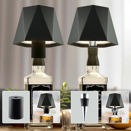 Vegawumen Flaschenlampe Aufsatz Led Wiederaufladbar, Lampe für Flaschenhals Kabellose USB-Batterie, Flaschen-Lampe 2er Set IP54 Wasserdicht, Lampenschirm für Flaschen Geeignet für Tisch, Party, Hotel