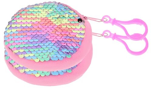 COSMEVIVI Petit Portefeuille Tendance À Paillettes Porte-Monnaie Rond Capacité Pochette Mignonne pour Femme Accessoire De Mode