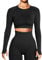Navneet Women Long Sleeve Gym Tops Gym Crop Top Seamless Workout Tops Compression Sports Tops Yoga Running Going Out Black S