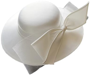 Fedora-Hut für Damen, französischer Schleife, Satin, Fascinator, für Braut, Hochzeit, Schwarz, weiß, Einheitsgröße