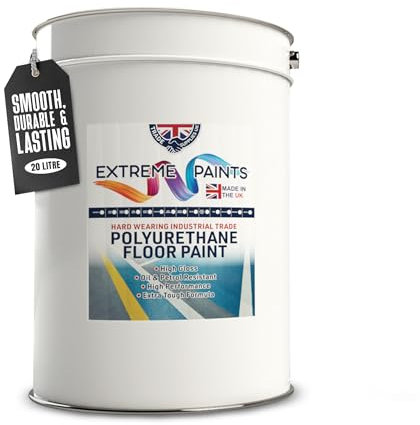 TRADE SUPPLIES UK - Extreme Polyurethane Floor Paint. Durable, Premium-Grade Paint for Concrete, Wood, Garage, Outdoor & Indoor Floors - White, 20L