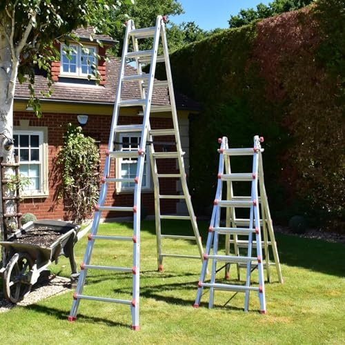 BPS® Telescopic Multi Purpose Ladders | Aluminium Ladder | Step Stair Ladder | 150kg Weight Rating | EN131 Certified | Size: 6.40m