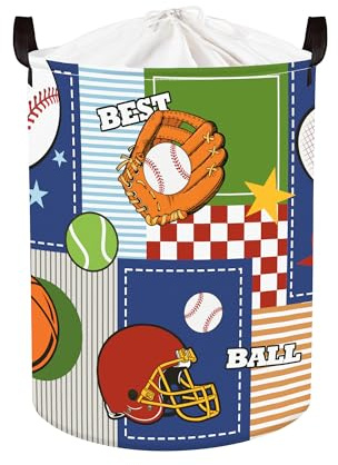 Clastyle Sport Ball Laundry Hamper Star Book Storage Basket for Bathroom Parent Storage Box to Organize Toy Clothes,Check,36x45 cm