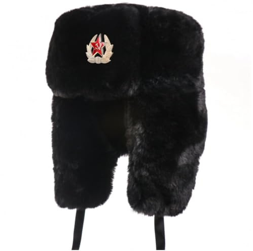 Zghhc Sowjetische Militärabzeichenmütze, Bombermütze, Unisex-trappermütze, Outdoor-wintermütze Ohrenklappen, Plüsch-jagdmütze Zum Skifahren Oder Für Den Täglichen Gebrauch