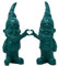 meindekoartikel 2 Zwerge Zeigen Herz - süße Gartenzwerge Deko-Figuren Zwergen Paar im Set - Höhe 17,5 cm (Türkis)