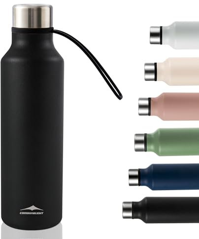 Combo Delight Trinkflasche Edelstahl 580ml,Thermosflasche Auslaufsicher,BPA-frei Isolierflasche,Thermo Trinkflasche Kalt&Warm für Sport und Büro Inklusive Reinigungsbürste-Schwarz