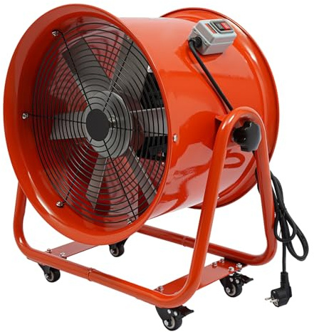 Ventilateur de chantier 1100 W AC 2800 tr/min 15000 m³/h avec roues universelles Ventilateur axial 75 dB Ventilateur industriel pour usines échelles de secours