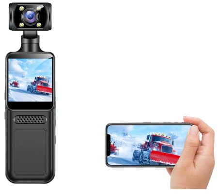 Tosuny 4K 40MP WiFi Action Camera, Handheld Video Camcorder with 1.3 HD Screen, 180° Rotating Lens, 135° Ultra Wide, APP Control, Vlogging Camera for Outdoor Sports Travel