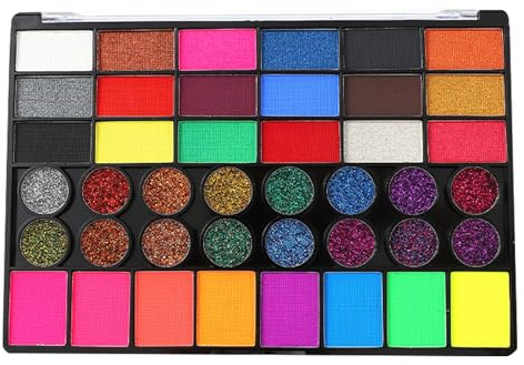 Palette de peinture pour visage, palette multicolore - Peinture fluorescente pour fêtes d'Halloween Cosplay Noël et adultes