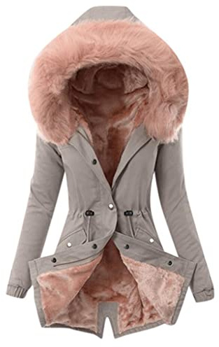 Hiver Chaud Polaire Bouclette Chaude Sport Laine Interieur Hoodie Polaire Femme Parka Veste Chaude Impermeable Peluche Manteaux Parka Manteau Femme Noir Rose L
