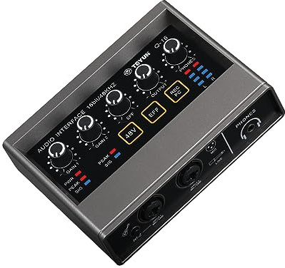 AUBEST Table de Mixage DJ, Carte Son Professionnelle Q-16 avec Moniteur de Guitare électrique, Enregistrement en Direct, Diffusion for Chant, Ordinateur, PC, Studio