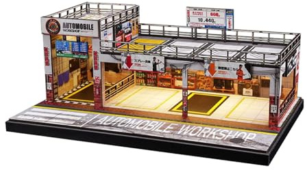 Pegciuho Garage Diorama Espositore Modellini 1 64 Simulazione Realistica con Luci a LED Custodia Protettiva per Auto da Collezione Design per