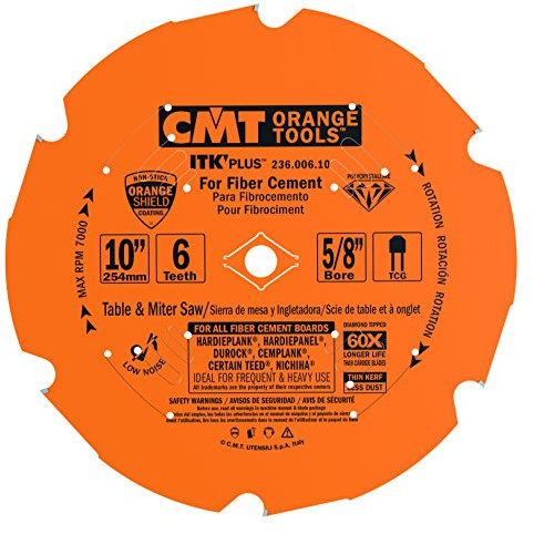 CMT Diamantsägeblatt ITK Plus für Faserzementprodukte, 25,4 x 6 Trapezzahn mit 5/8 Zoll Bohrung, PTFE-Beschichtung 236.006.10